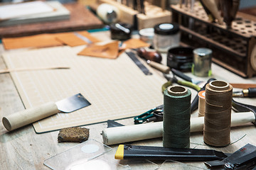 Image showing Leathermaker\'s work desk