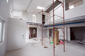 Image showing interior of construction site with scaffolding