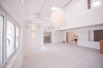 Image showing Interior of empty stylish modern open space two level apartment