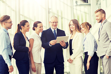 Image showing business people with tablet pc computer at office