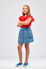 Image showing beautiful smiling girl with crossed arms