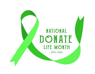 Image showing National donate life month. Vector illustration with green ribbon on light