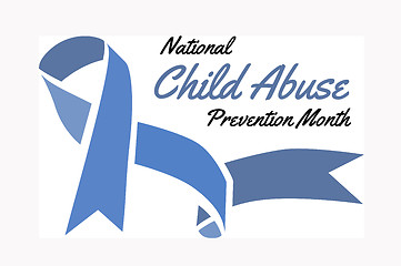 Image showing National Child Abuse Prevention Month. Vector illustration with blue ribbon