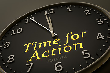 Image showing time for action modern black clock style 