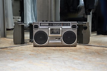 Image showing Old cassette music player, ghetto blaster