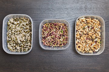 Image showing Nuts and seed in boxes