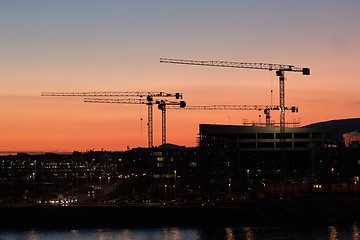 Image showing Tall Construction Cranes