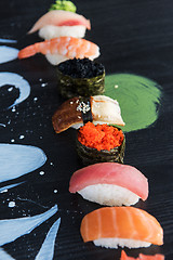 Image showing Japanese seafood sushi set