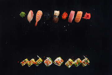 Image showing Japanese seafood sushi set