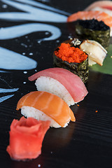 Image showing Japanese seafood sushi set