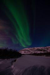 Image showing Aurora Borealis, River Eibyelva, Alta, Norway