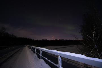 Image showing Aurora Borealis, River Eibyelva, Alta, Norway