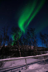 Image showing Aurora Borealis, River Eibyelva, Alta, Norway