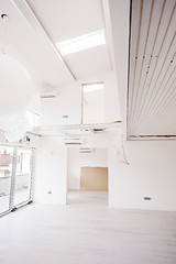 Image showing Interior of empty stylish modern open space two level apartment