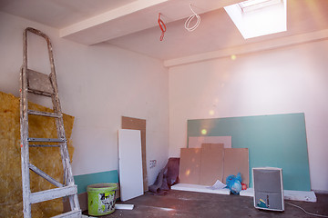 Image showing interior of construction site with white drywall