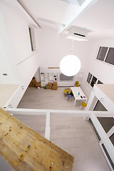 Image showing Interior of empty stylish modern open space two level apartment