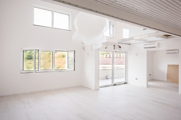 Image showing Interior of empty stylish modern open space two level apartment