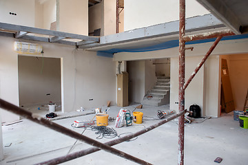 Image showing interior of construction site with scaffolding