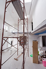 Image showing interior of construction site with scaffolding