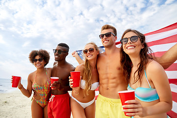 Image showing friends at american independence day beach party