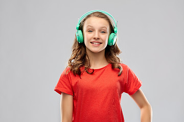 Image showing happy teenage girl with headphones