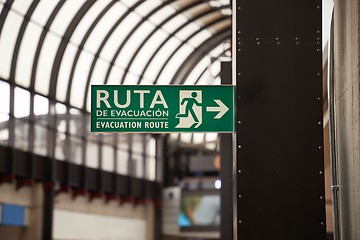 Image showing Emergency exit evacuation route sign