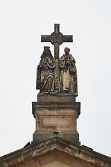 Image showing Church detail cross and sculptures