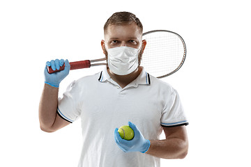 Image showing Sportsman in protective mask, coronavirus illustration concept