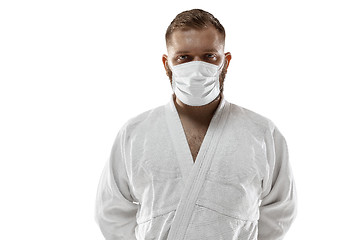 Image showing Sportsman in protective mask, coronavirus illustration concept