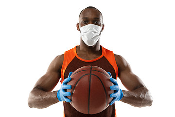 Image showing Sportsman in protective mask, coronavirus illustration concept