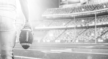 Image showing closeup American Football Player isolated on big modern stadium