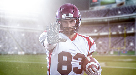 Image showing portrait of confident American football player