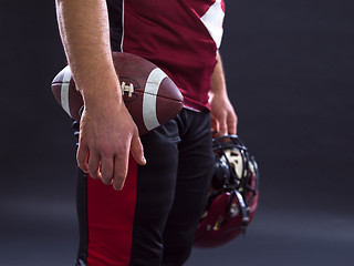 Image showing closeup American Football Player isolated on gray