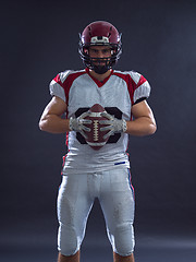 Image showing American Football Player isolated on gray