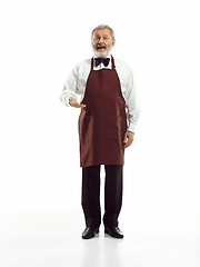 Image showing Senior waiter at studio