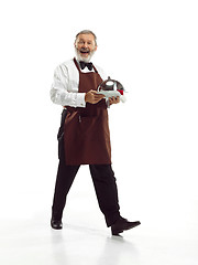 Image showing Senior waiter at studio