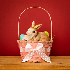 Image showing sweet easter bunny figure in a basket