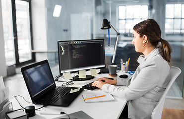 Image showing businesswoman with computer working at office