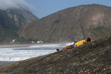 Image showing Resting in Itacoatiara beach