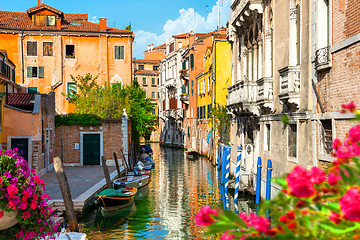 Image showing Flowers on a canal