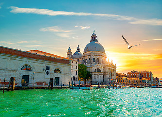 Image showing Sunset over the Grand Canal