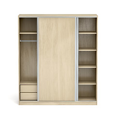 Image showing Empty wood wardrobe with sliding doors