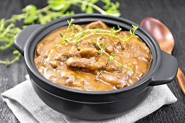 Image showing Goulash of beef in pan on napkin