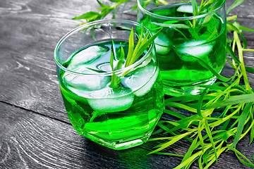 Image showing Lemonade Tarragon in two glasses on dark board