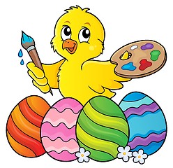 Image showing Easter eggs and chicken painter topic 1