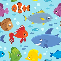Image showing Seamless background stylized fishes 5