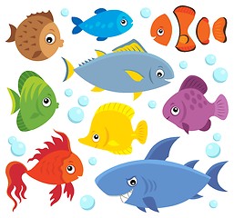 Image showing Stylized fishes theme set 4