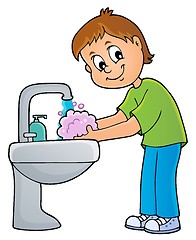 Image showing Boy washing hands theme 1