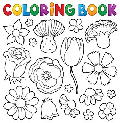 Image showing Coloring book various flower heads set 1