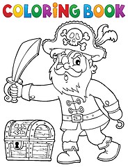 Image showing Coloring book pirate holding sabre 1